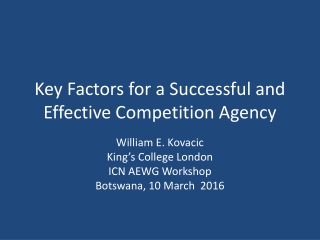 Key Factors for a Successful and Effective Competition Agency