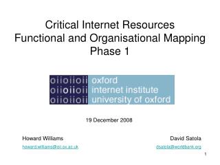 Critical Internet Resources Functional and Organisational Mapping Phase 1