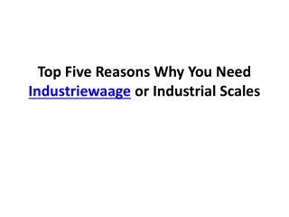 Top Five Reasons Why You Need Industriewaage or Industrial S