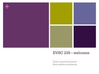 EVSC 239 - welcome