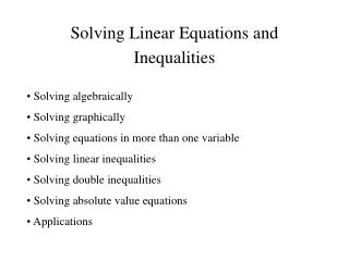PPT - Solving Linear Equations and Inequalities PowerPoint Presentation ...