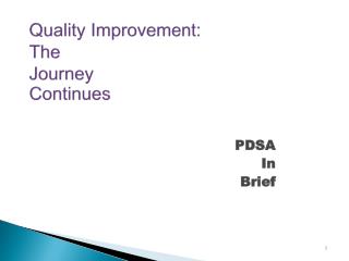 Quality Improvement: The Journey Continues