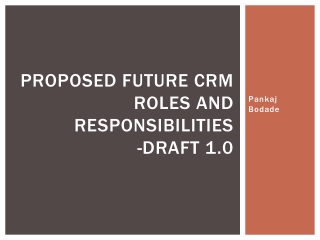 Proposed Future CRM Roles and Responsibilities -Draft 1.0