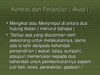 Kontrak dan Perjanjian ( Akad )