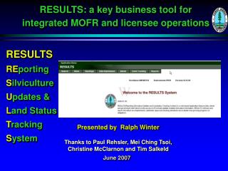 RESULTS: a key business tool for integrated MOFR and licensee operations