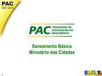 Saneamento B sico Minist rio das Cidades