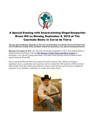 A Special Evening with Award-winning Singer/Songwriter
