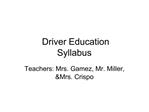 Driver Education Syllabus