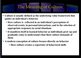 The Meaning of Culture