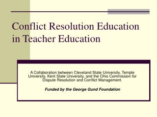 Conflict Resolution Education in Teacher Education