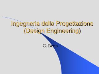 Ingegneria della Progettazione (Design Engineering)
