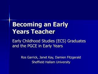 Becoming an Early Years Teacher