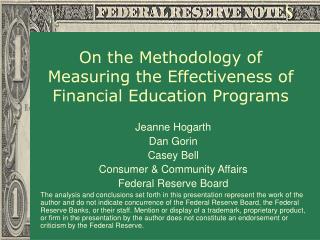 On the Methodology of Measuring the Effectiveness of Financial Education Programs