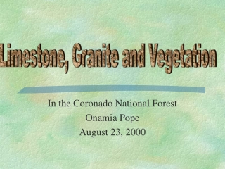 In the Coronado National Forest Onamia Pope August 23, 2000