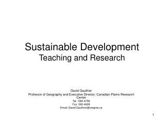 Sustainable Development Teaching and Research