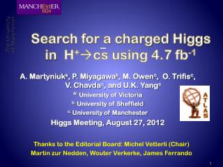 Search for a charged Higgs in H + cs using 4.7 fb -1