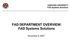 HARVARD UNIVERSITY FAD Systems Solutions