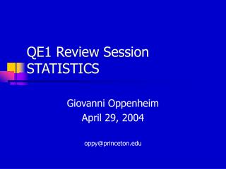 QE1 Review Session STATISTICS