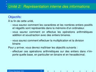 Unité 2: Représentation interne des informations