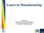 Lasers in Manufacturing