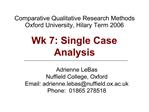 Comparative Qualitative Research Methods Oxford University, Hilary Term 2006 Wk 7: Single Case Analysis