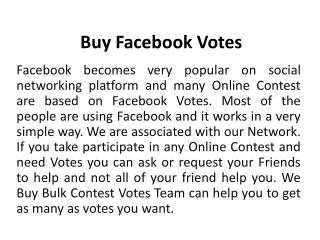 Buy Facebook Votes