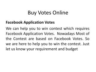 Buy Votes Online