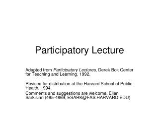 Participatory Lecture