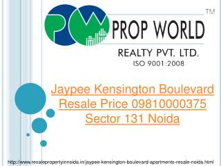 Jaypee Kensington Boulevard Resale Price 09810000375 Sector