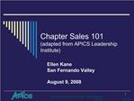 Chapter Sales 101 adapted from APICS Leadership Institute