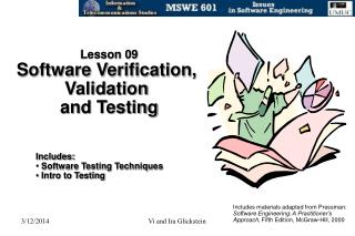 Lesson 09 Software Verification, Validation and Testing