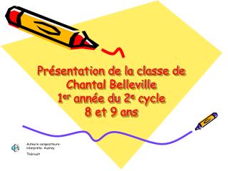 Présentation de la classe de Chantal Belleville 1 er année du 2 e cycle 8 et 9 ans