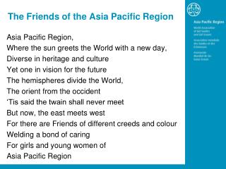 The Friends of the Asia Pacific Region
