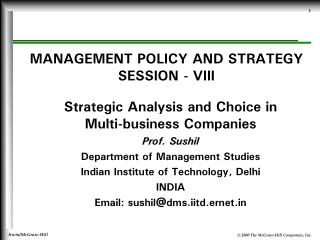 MANAGEMENT POLICY AND STRATEGY SESSION - VIII
