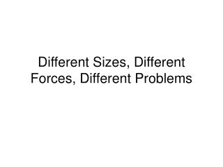 Different Sizes, Different Forces, Different Problems