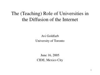 The (Teaching) Role of Universities in the Diffusion of the Internet