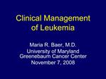 Clinical Management of Leukemia
