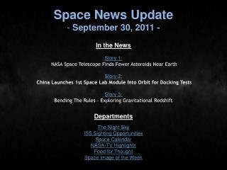 Space News Update September 30, 2011 -