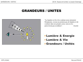 GRANDEURS / UNITES