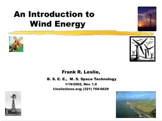 An Introduction to 				Wind Energy