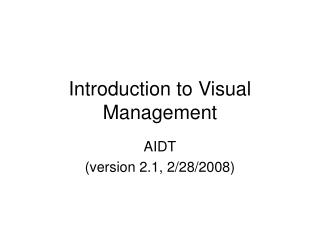 Introduction to Visual Management