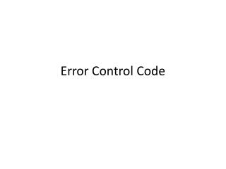 Error Control Code
