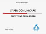 SAPER COMUNICARE