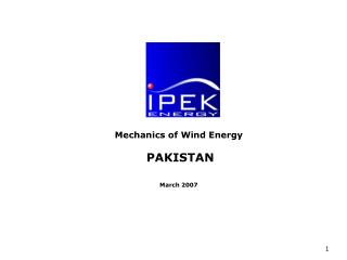 PAKISTAN Wind energy Basics November 2006