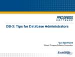 DB-3: Tips for Database Administrators