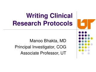 Writing Clinical Research Protocols