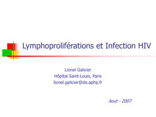 Lymphoproliférations et Infection HIV