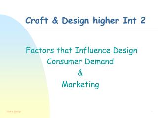 Craft & Design higher Int 2
