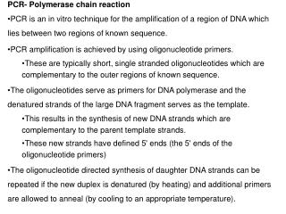PCR- Polymerase chain reaction