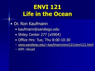 ENVI 121 Life in the Ocean